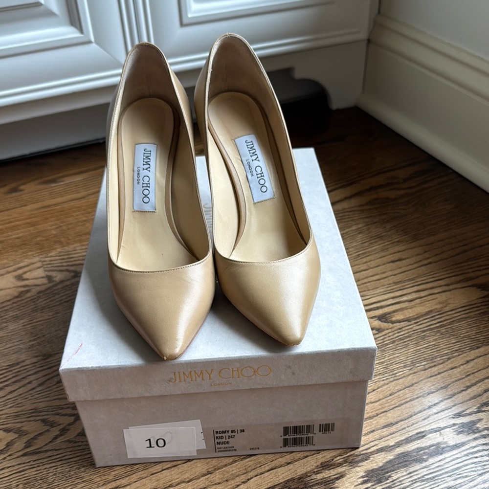 Jimmy Choo Cream Heels Patent Leather Stiletto